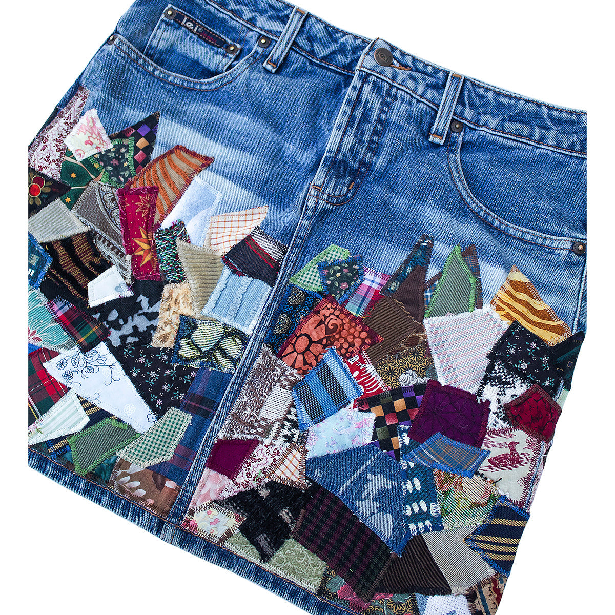 Patchwork Denim Skirt