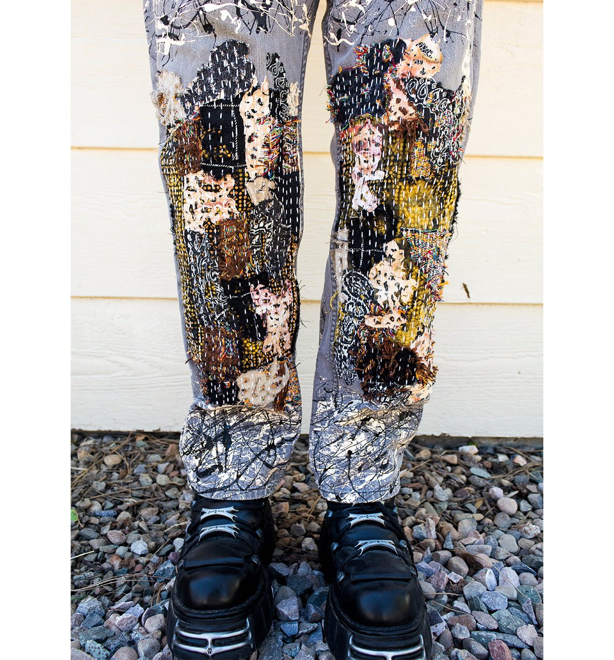 Boro Mended Paint Splatter Denim