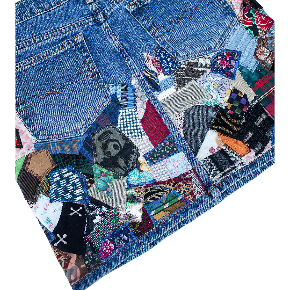 Patchwork Denim Skirt